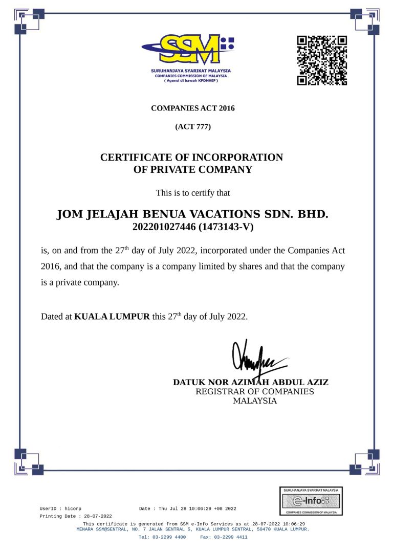 SSM certificate